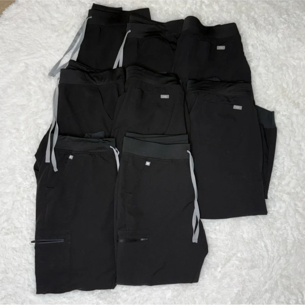 FIGS Zamora Jogger Scrub Pants – Bundle of 8 pairs, all in black, size Large. - Picture 4 of 11